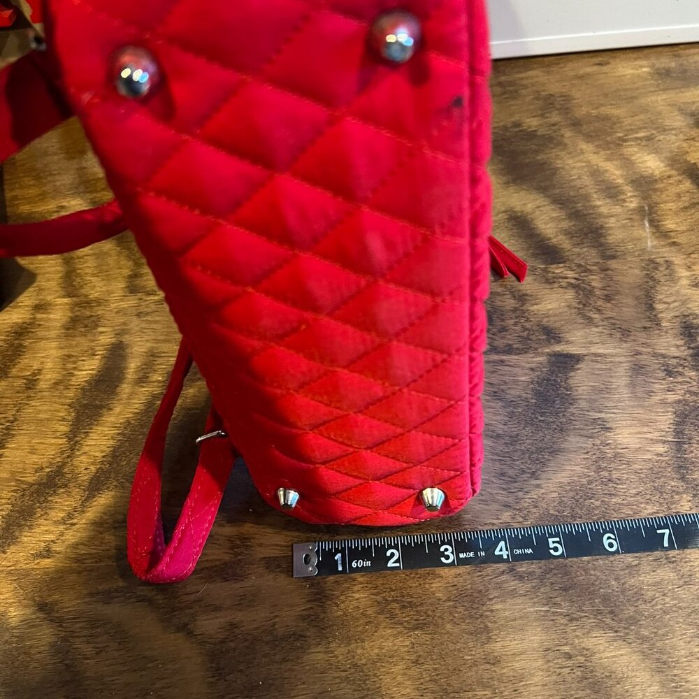 Red Quilted Mini Small backpack - Picture 5 of 7